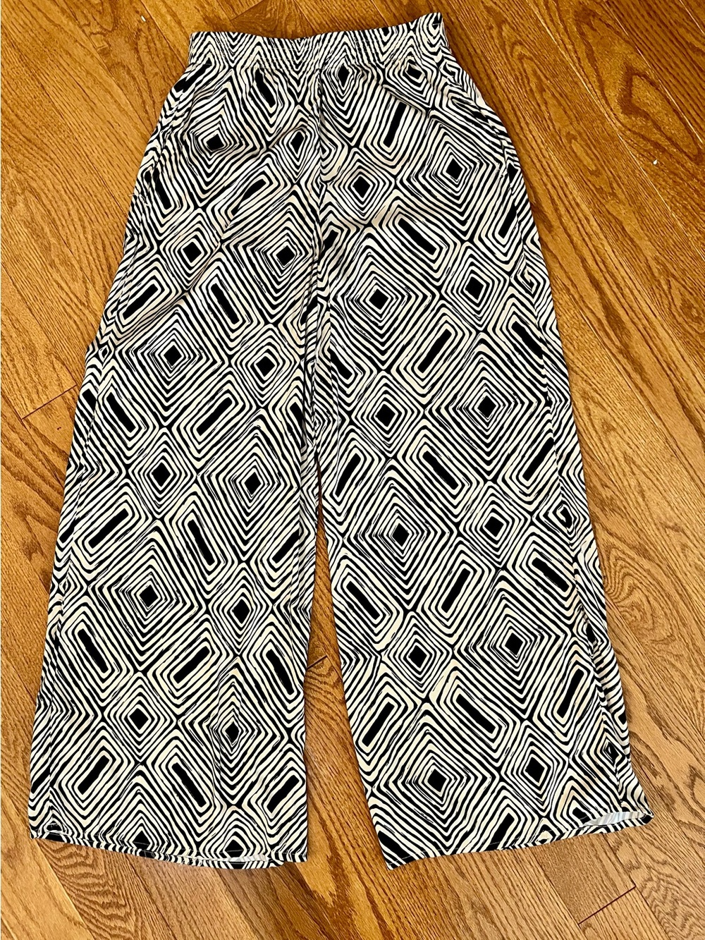 Philosophy Republic Geometric Palazzo Wide Leg Pants XS Black Brown Cream
